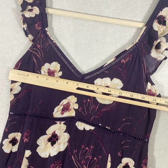 Leith Dress Small Purple Floral A-Line Maxi Slit Ruffle Sleeveless - Picture 8 of 11